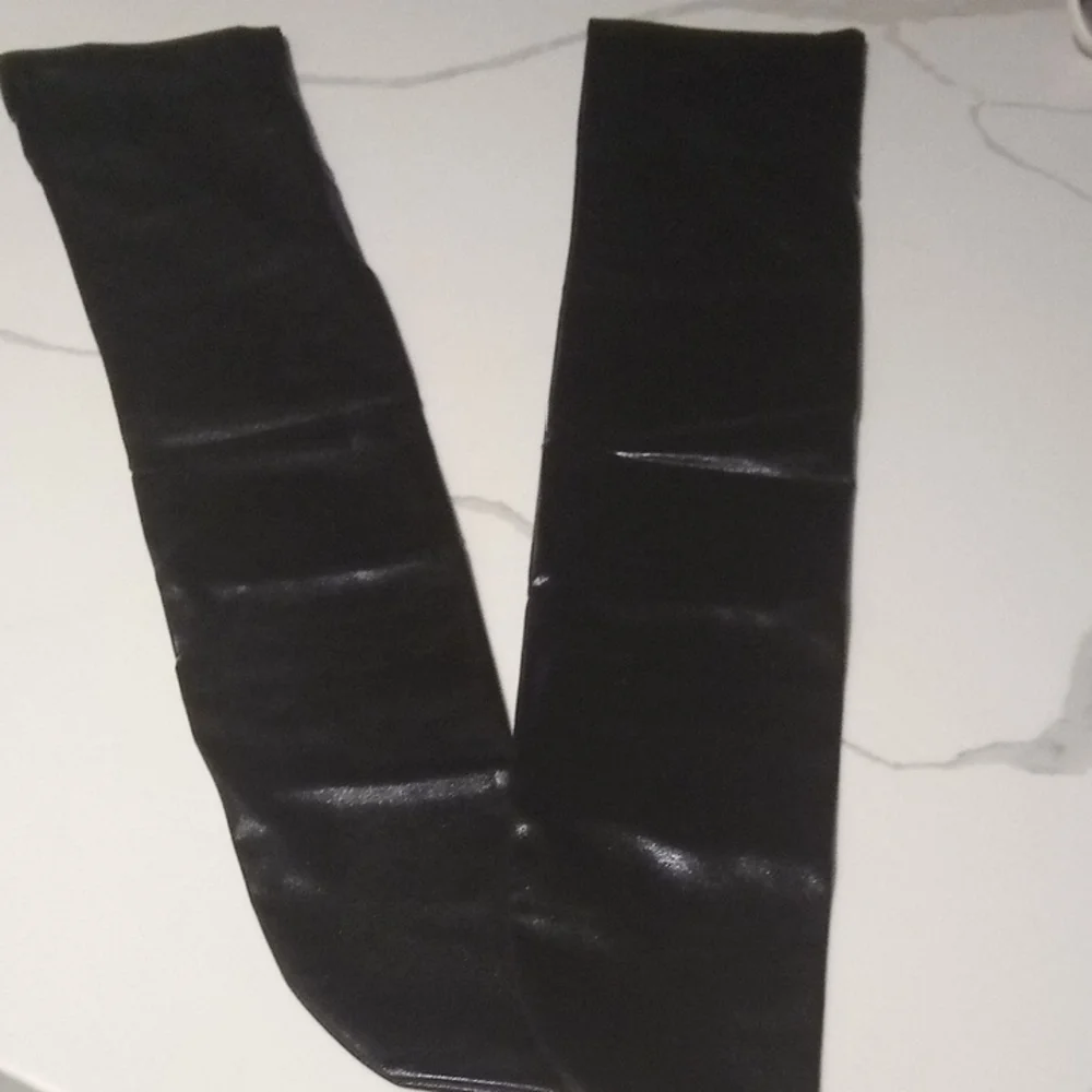Black P/U Leather‎ Stretch Over-the-Knee Women's Socks 0/S
